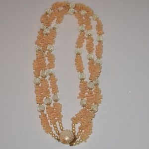 Coral Colored Layered Necklace